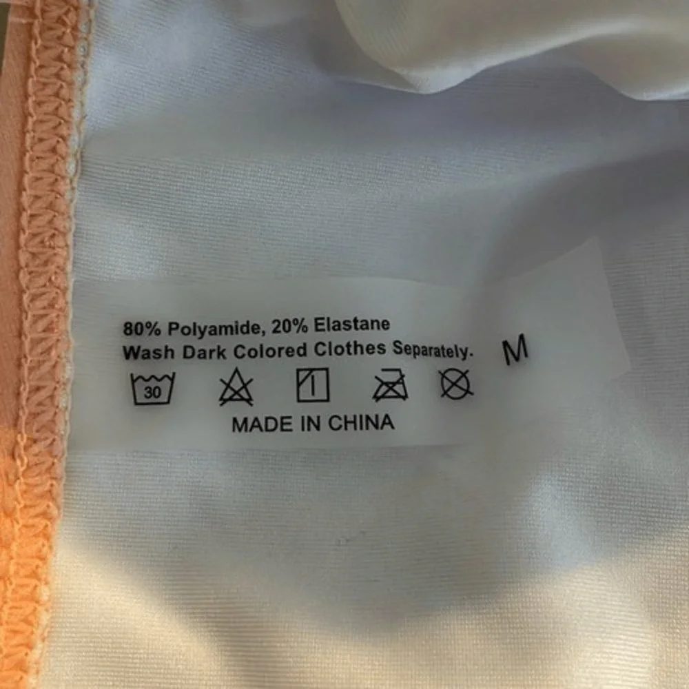 Delicate Floral One Piece Swimsuit Off White Peach Detail Adjustable Straps Padd